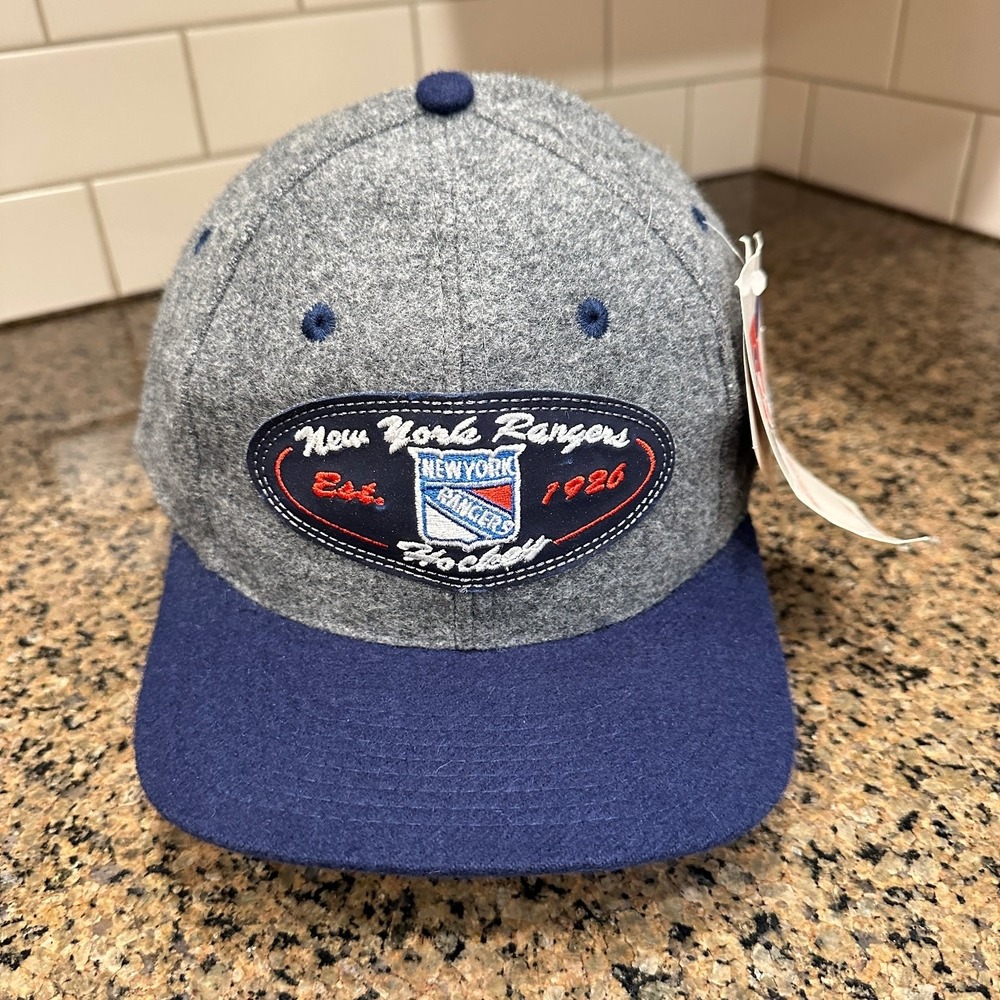 Vtg New York Rangers Hat Sports Specialties NHL Gray Blue Deadstock New